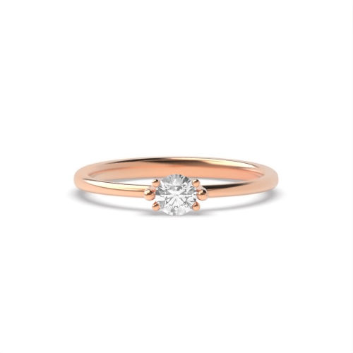 6 Prong Round Rose Gold Tri Claws Minimalist Engagement Rings