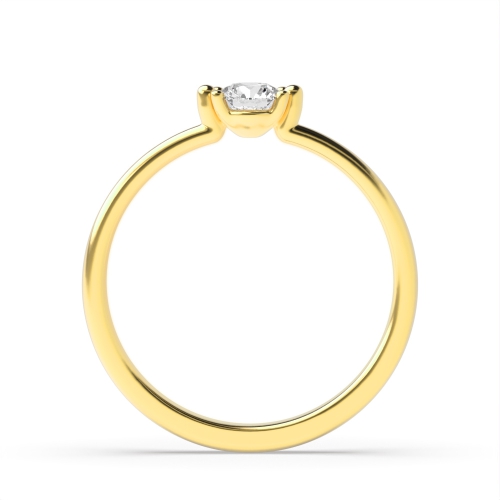 6 Prong Round Yellow Gold Tri Claws Minimalist Engagement Rings