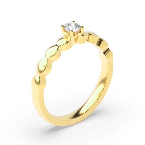 4 Prong Round Yellow Gold Glamour Engagement Rings