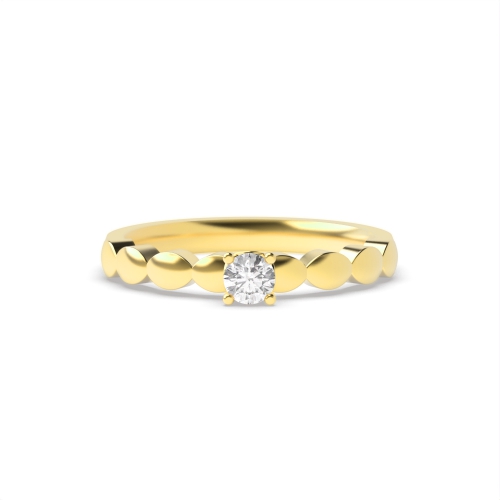 4 Prong Round Yellow Gold Glamour Engagement Rings
