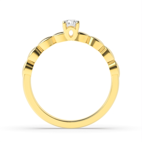 4 Prong Round Yellow Gold Glamour Engagement Rings