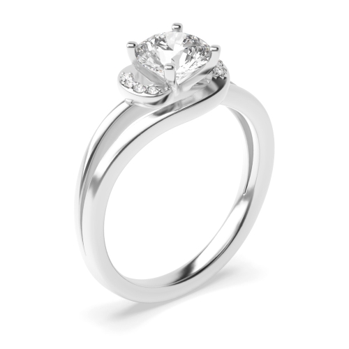 1 carat 4 prong setting round shape diamond engagement ring