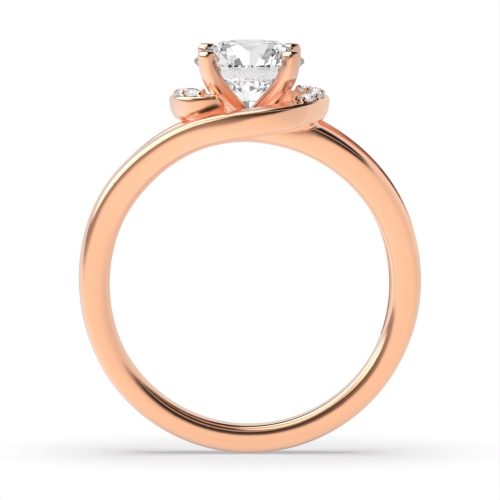4 Prong Round Rose Gold Designer twisted Side Stone Engagement Rings