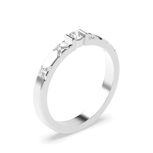Channel Setting Round Platinum Classic Solitaire Diamond Rings