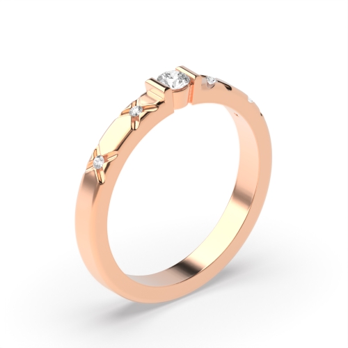 Channel Setting Round Rose Gold Stylist Engagement Rings