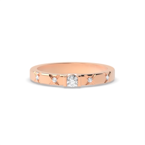 Channel Setting Round Rose Gold Stylist Engagement Rings