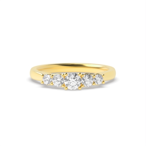 4 Prong Round Yellow Gold Five Stone Diamond Ring