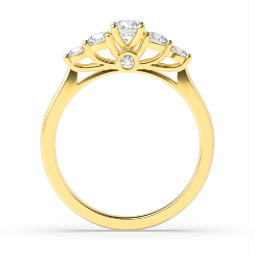 4 Prong Round Yellow Gold Five Stone Diamond Ring