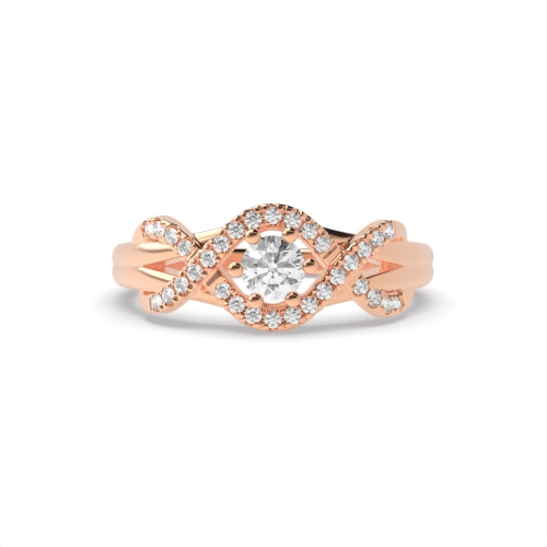 6 Prong Round Rose Gold Crossover side Engagement Rings