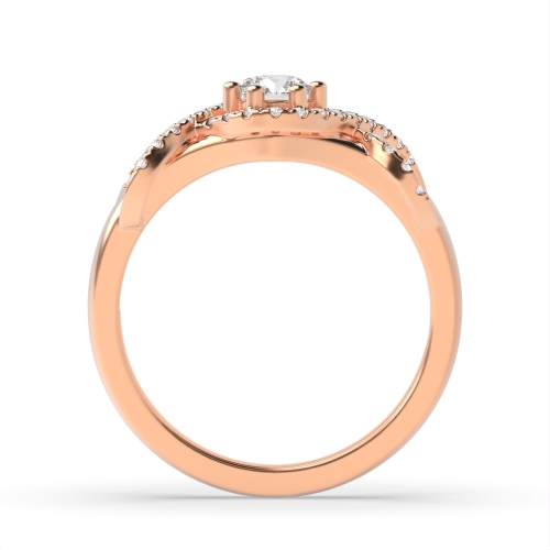 6 Prong Round Rose Gold Crossover side Engagement Rings