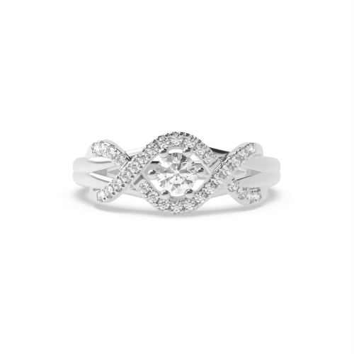 6 Prong Round Crossover side Side Stone Engagement Rings