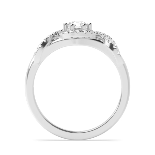 6 Prong Round Crossover side Side Stone Engagement Rings