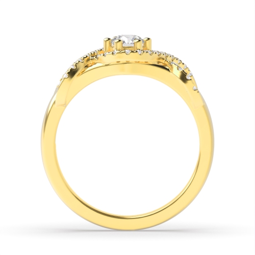 6 Prong Round Yellow Gold Crossover side Engagement Rings