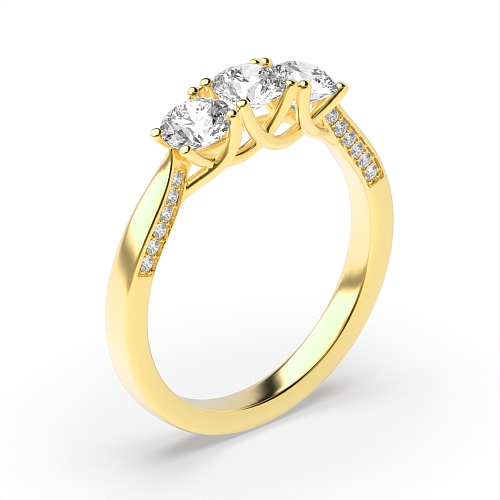 4 Prong Round Yellow Gold Sparkling Engagement Rings