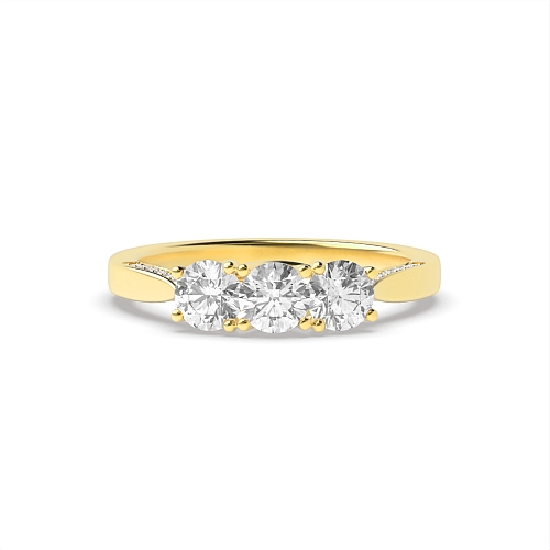 4 Prong Round Yellow Gold Sparkling Engagement Rings