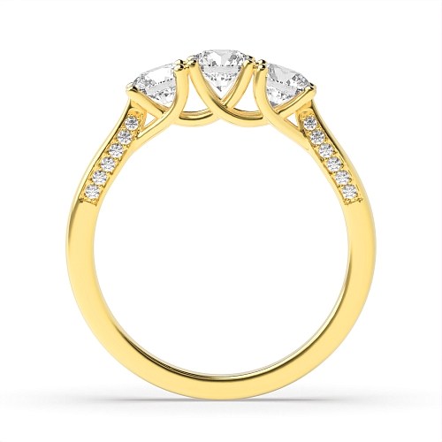 4 Prong Round Yellow Gold Sparkling Engagement Rings