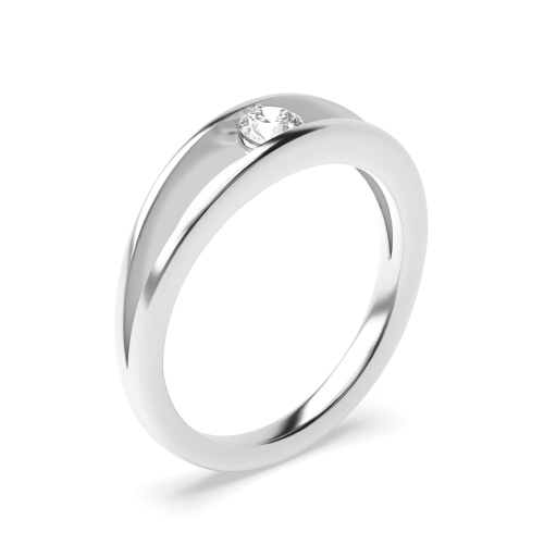 Channel Setting Round Platinum Classic Solitaire Diamond Rings