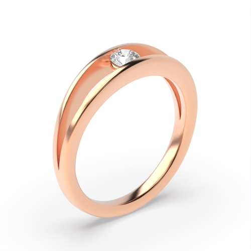 Channel Setting Round Rose Gold Orbit Engagement Rings