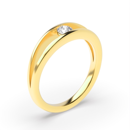 Channel Setting Round Yellow Gold Orbit Engagement Rings