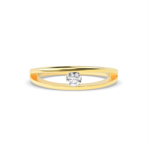 Channel Setting Round Yellow Gold Orbit Engagement Rings