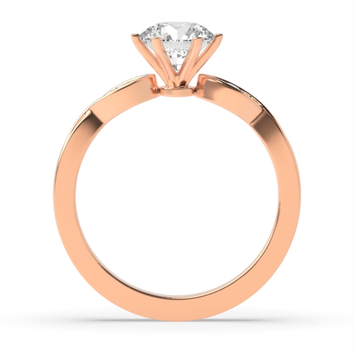 6 Prong Round Rose Gold Flower head Wavy set shoulder Engagement Rings