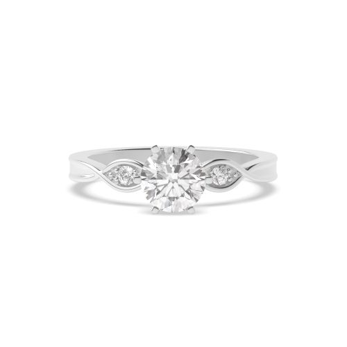 6 Prong Round Flower head Wavy set shoulder Engagement Rings