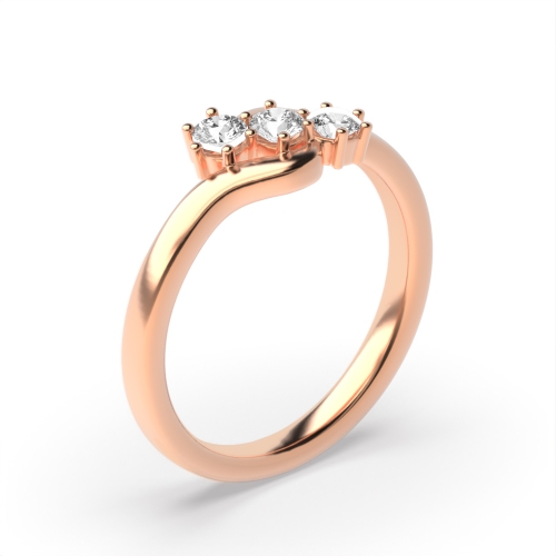 Buy Prong Setting Round Shape Trilogy Diamond Ring - Abelini