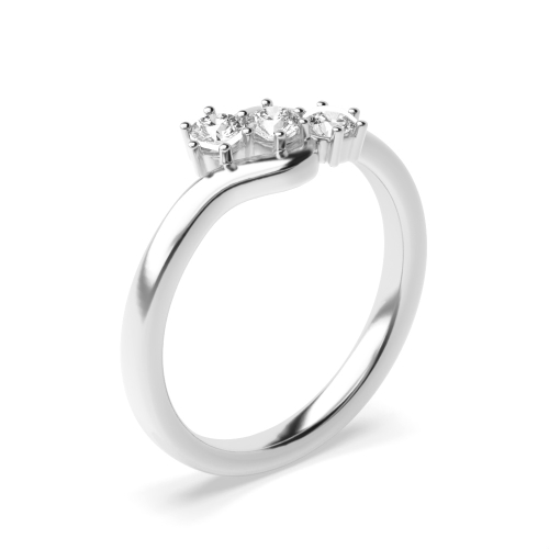 6 Prong Round Platinum Three Stone Engagement Rings
