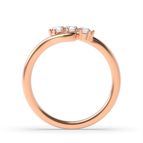 6 Prong Round Rose Gold Twisted minimalist Trilogy Engagement Rings