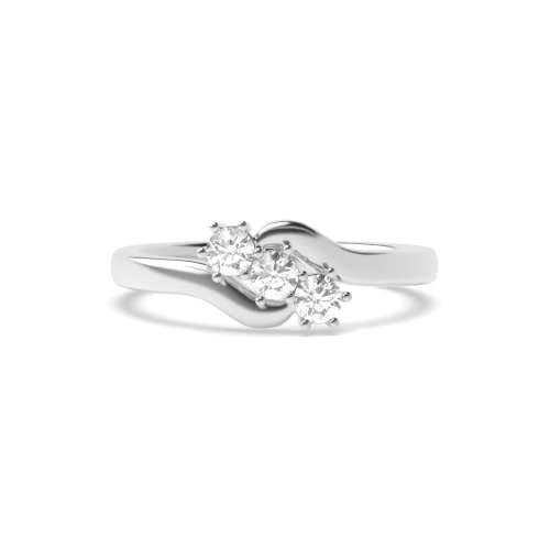6 Prong Round Platinum Twisted minimalist Trilogy Engagement Rings