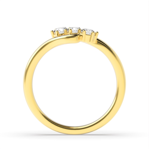6 Prong Round Yellow Gold Twisted minimalist Trilogy Engagement Rings