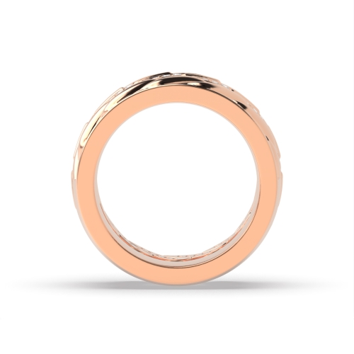Pave Setting Round Rose Gold Couple zig zag Couples Engagement Rings