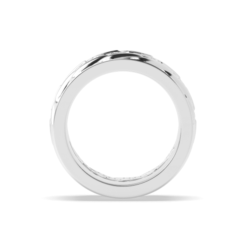 Pave Setting Round White Gold Couple zig zag Full Eternity Engagement Rings