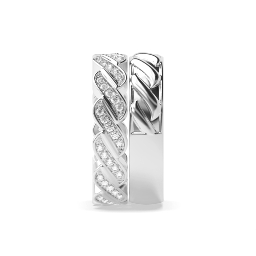 Pave Setting Round White Gold Couple zig zag Full Eternity Engagement Rings