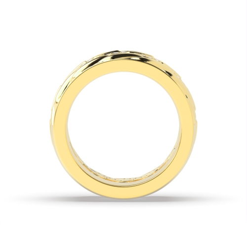 Pave Setting Round Yellow Gold Couple zig zag Couples Engagement Rings