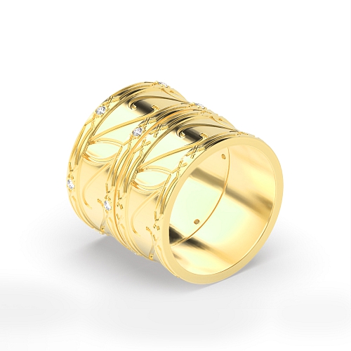4 Prong Round Yellow Gold Couple engagement Eternity Engagement Rings