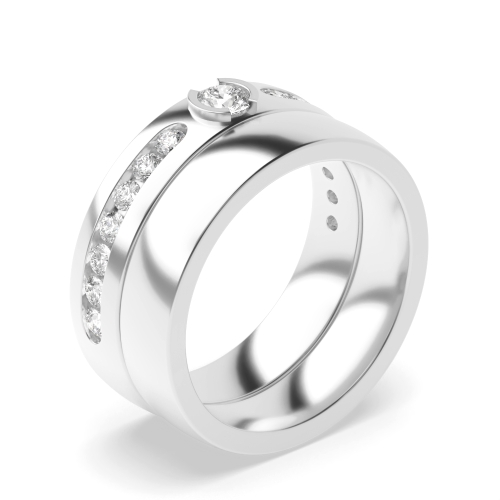 4 Prong Round Myst Side Stone Engagement Rings