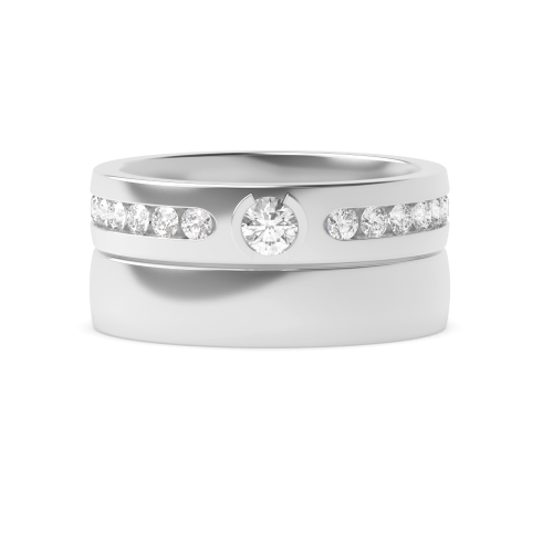 4 Prong Round Myst Side Stone Engagement Rings