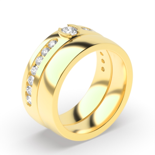 4 Prong Round Yellow Gold Myst Engagement Rings