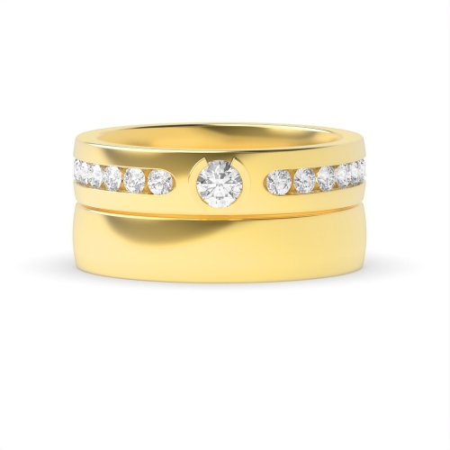 4 Prong Round Yellow Gold Myst Engagement Rings