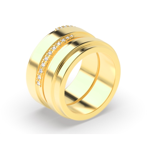 4 prong setting round shape engagement couple diamond ring