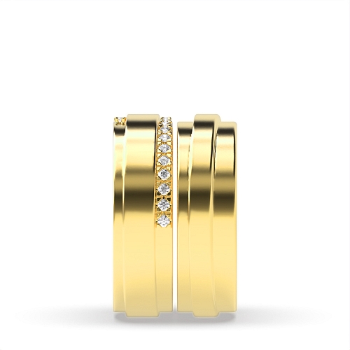 4 Prong Round Yellow Gold Starhalfway Couples Engagement Rings