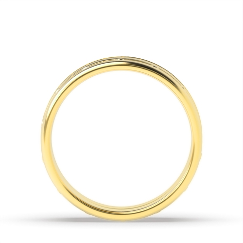 Bezel Setting Round Yellow Gold Couple Eternity Engagement Rings