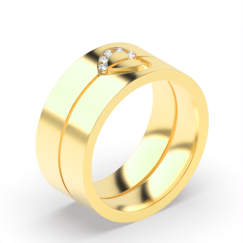 Channel Setting Round Yellow Gold Couples Wedding Rings & Bands