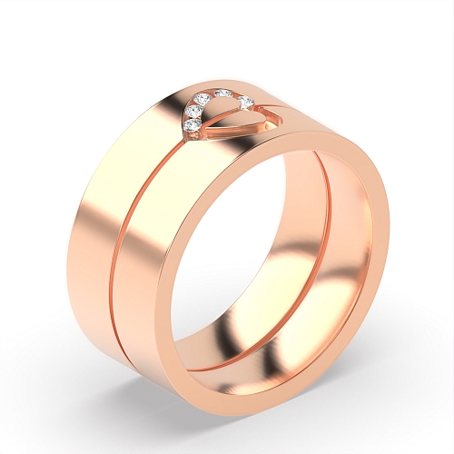 Channel Setting Round Rose Gold Couple heart Couples Engagement Rings