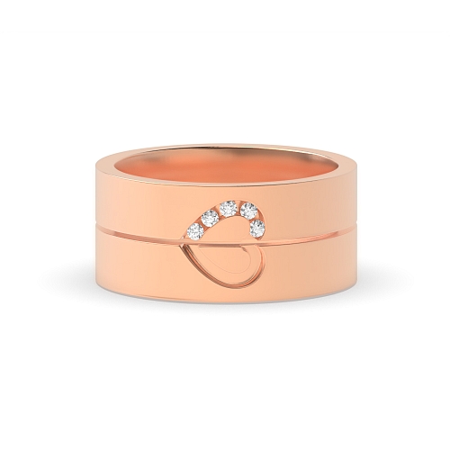 Channel Setting Round Rose Gold Couple heart Couples Engagement Rings