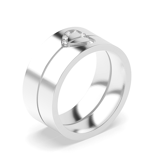 Channel Setting Round Couple heart Engagement Rings