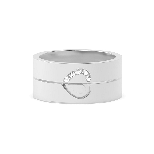 Channel Setting Round Couple heart Engagement Rings