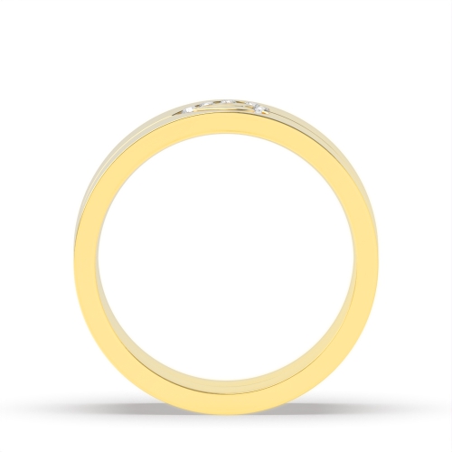 Channel Setting Round Yellow Gold Couple heart Engagement Rings