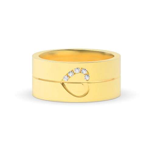 Channel Setting Round Yellow Gold Couple heart Couples Engagement Rings